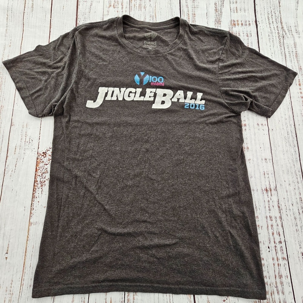 Jingle‎ Ball 2016 Y100 Miami Gray Short Sleeve Cotton Blend T-Shirt Men's M
